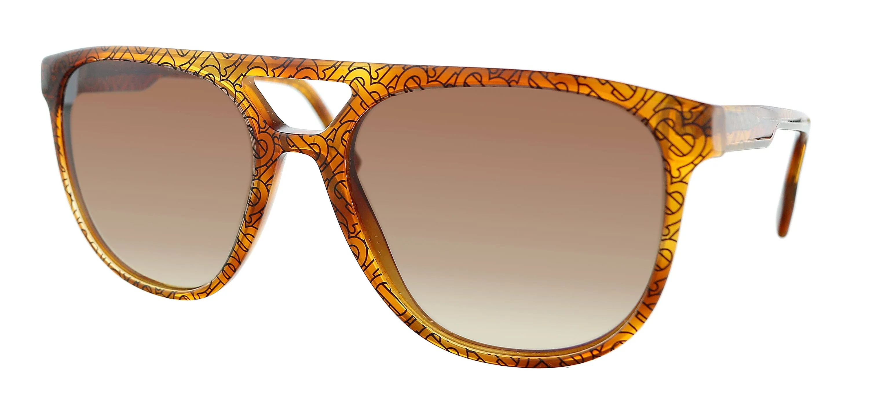 Burberry 0BE4302 382313 Brown Black Pilot Logo Pattern Sunglasses
