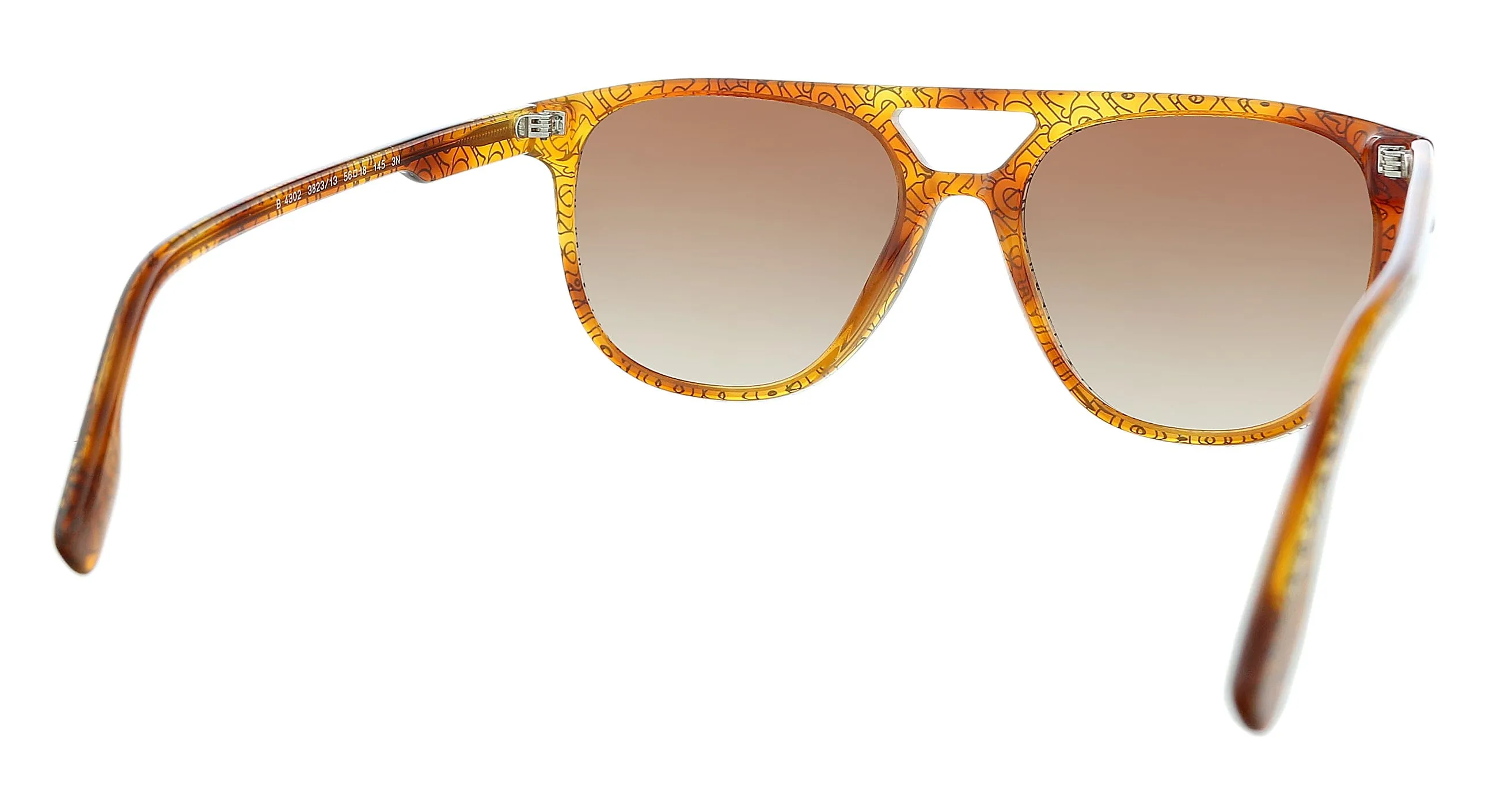 Burberry 0BE4302 382313 Brown Black Pilot Logo Pattern Sunglasses