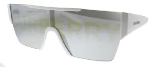 Burberry BE 4291 3007/H Rectangle Plastic White Sunglasses with Silver Burberry Logo Lens
