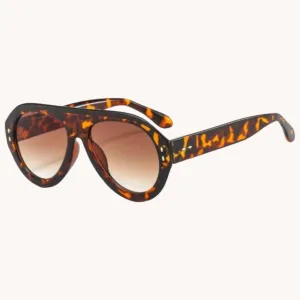 Chunky Oversize Aviator Sunglasses - Leopard
