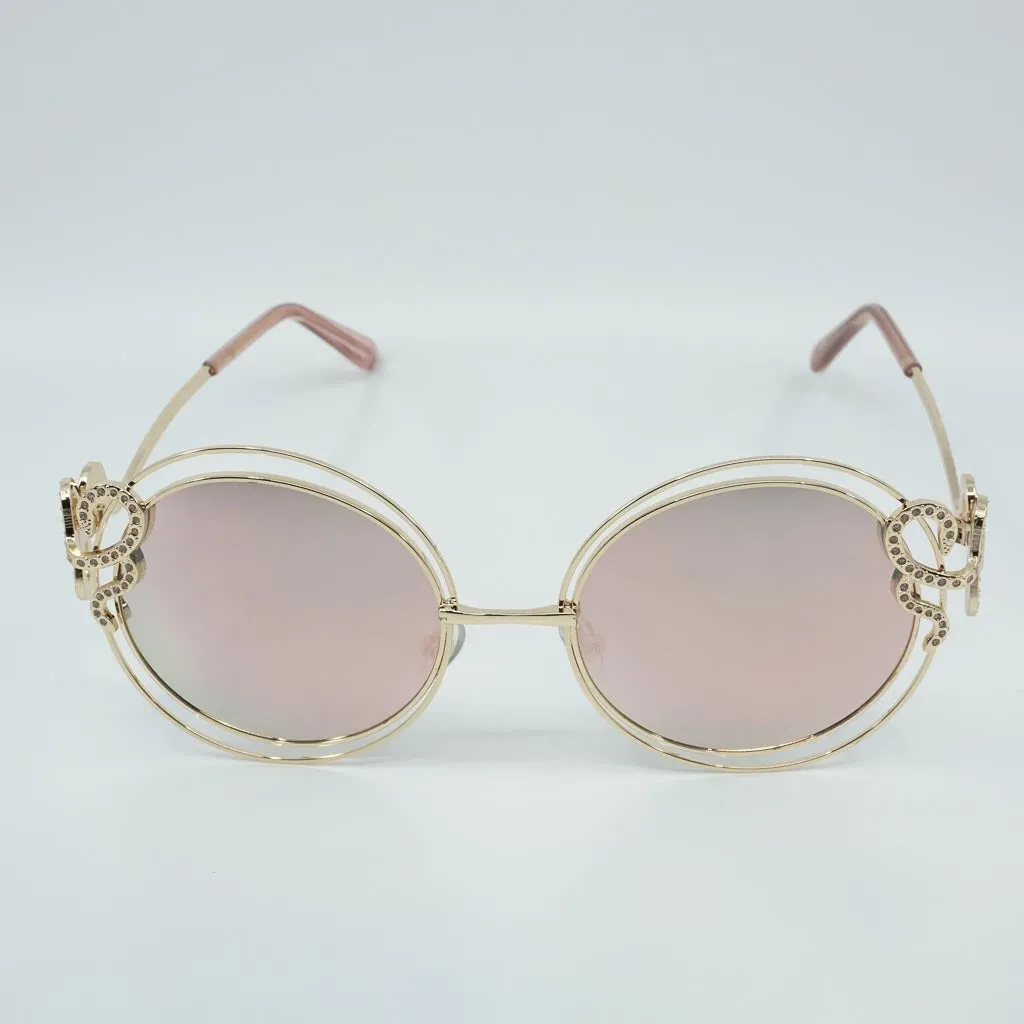 Damn Gina Rhinestone Inlaid Double Metal Frame Sunglasses