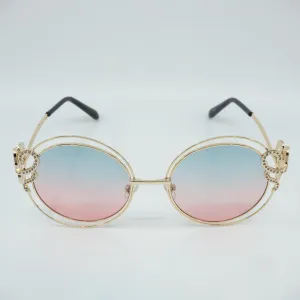 Damn Gina Rhinestone Inlaid Double Metal Frame Sunglasses