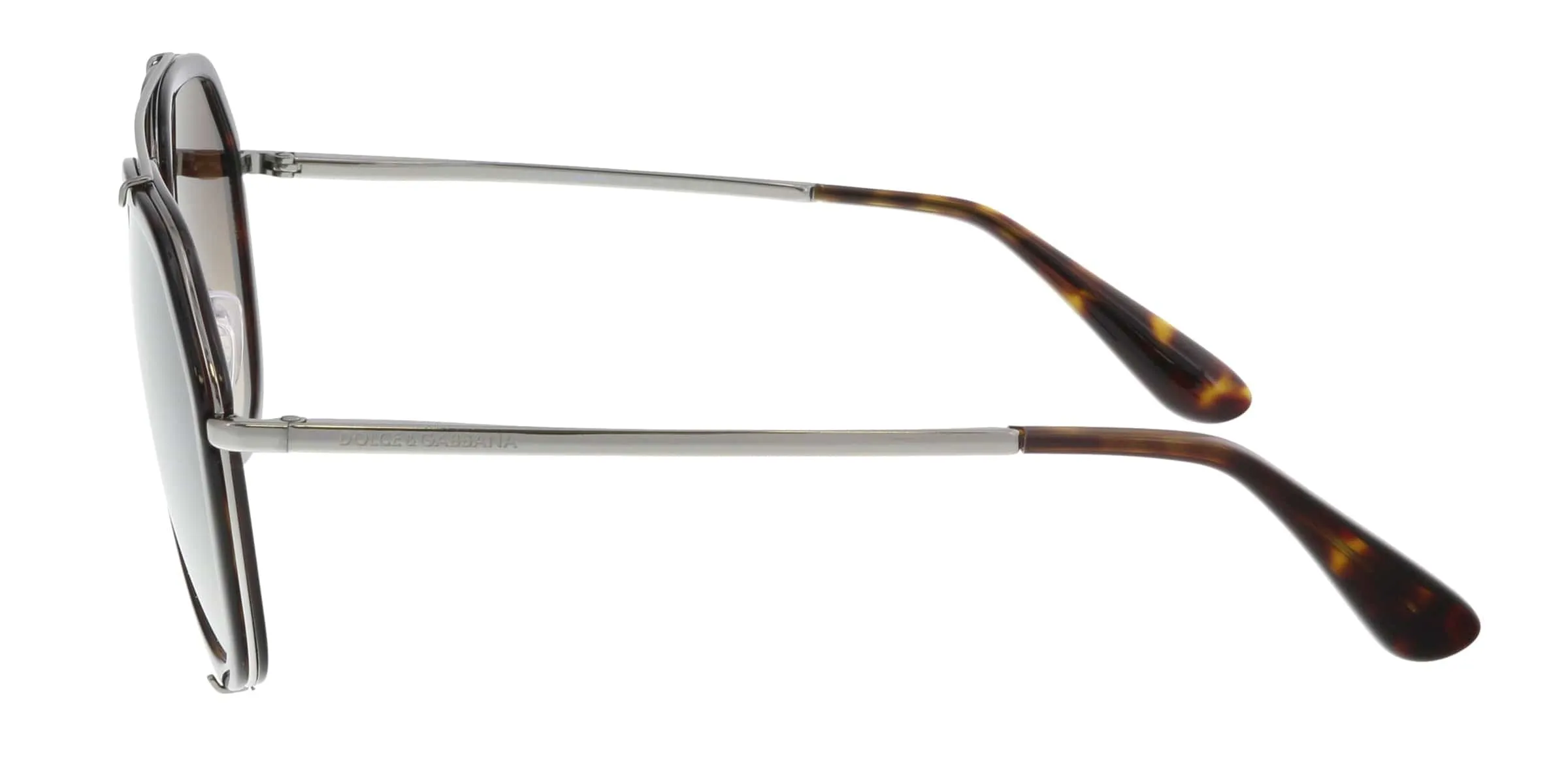 Dolce & Gabbana DG2161 04/13 Havana/Silver Cut Out Geometric Pilot Sunglasses