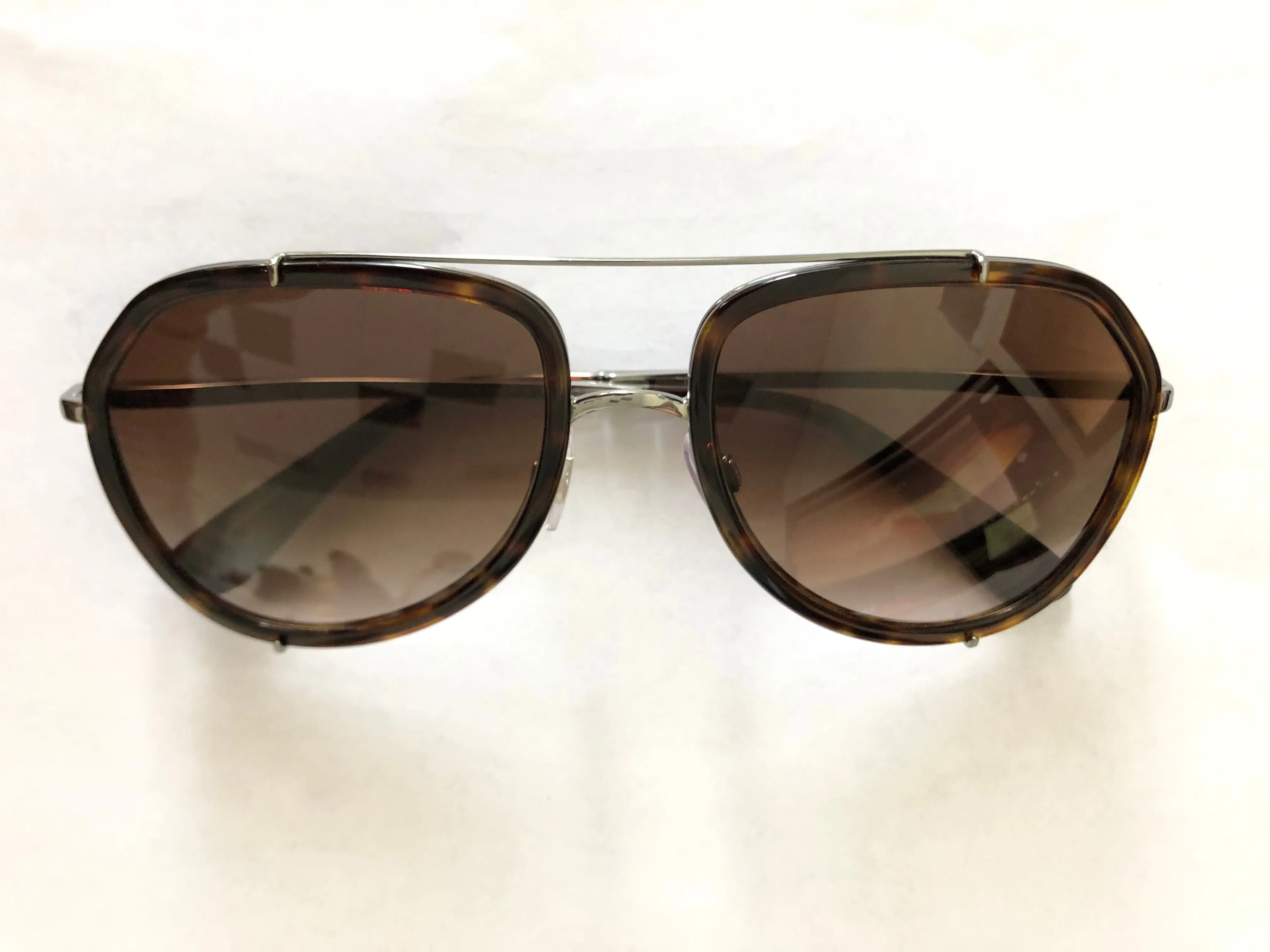 Dolce & Gabbana DG2161 04/13 Havana/Silver Cut Out Geometric Pilot Sunglasses