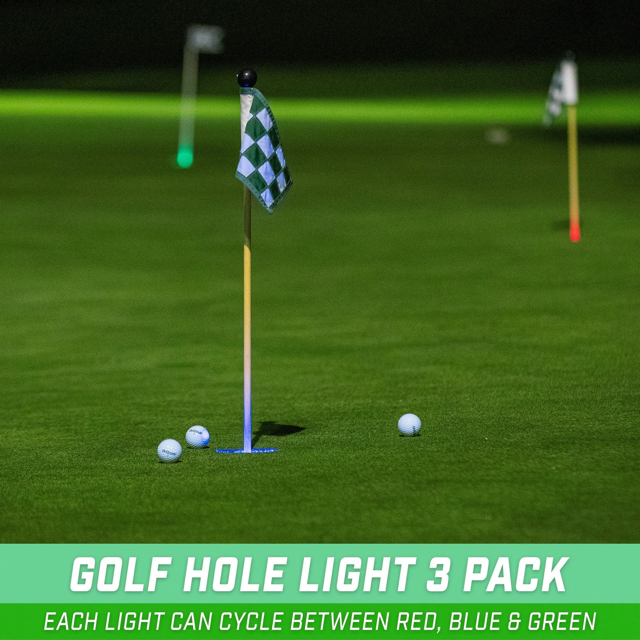 GoSports Light-Up Golf Hole Lights - 3-Pack