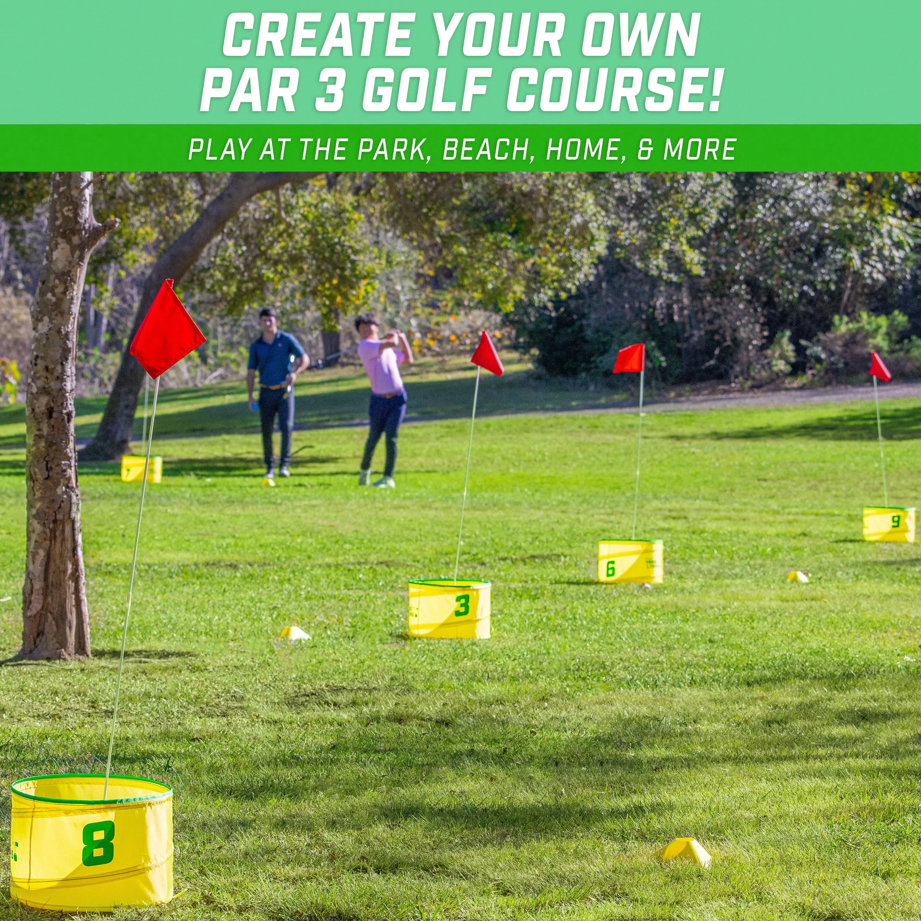 GoSports Yard Links Golf Game with 9 Buckets, Tee Markers and 6 Balls