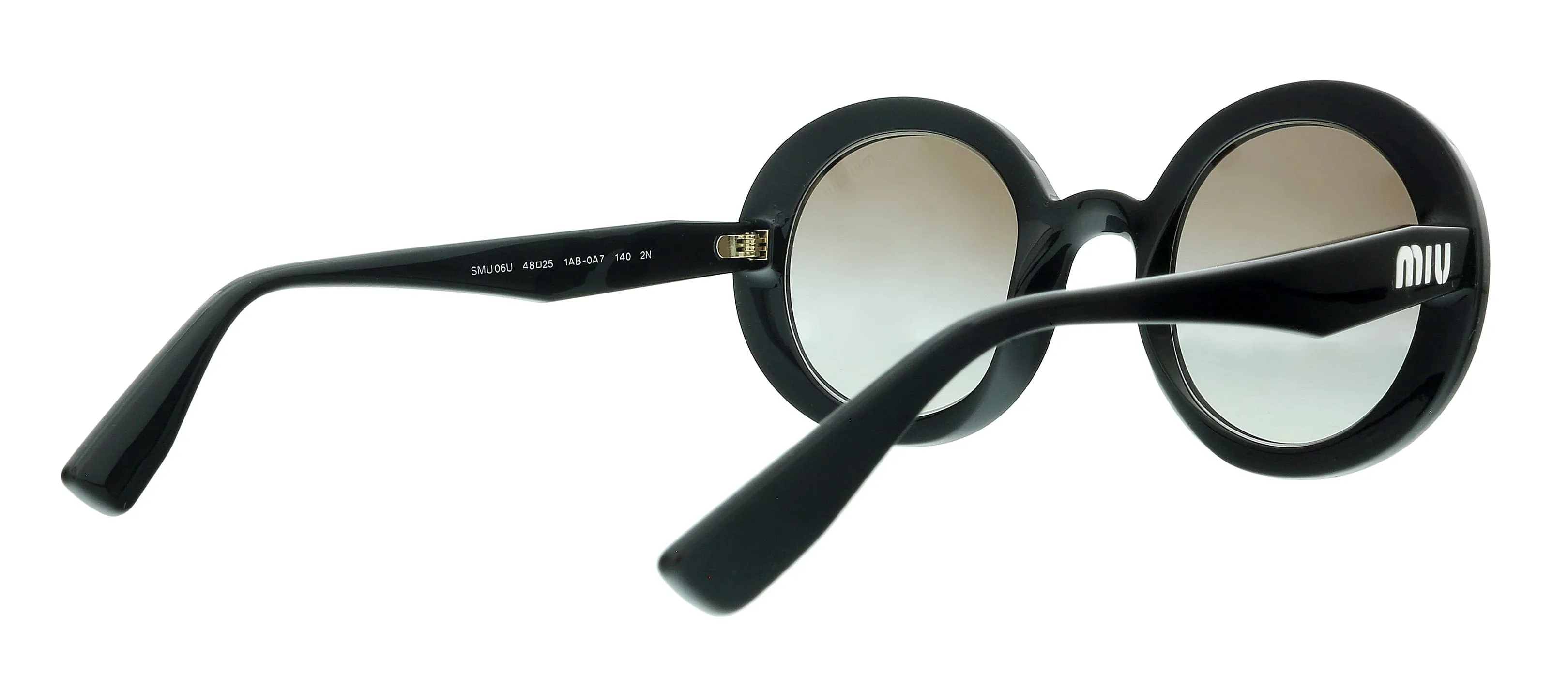 Miu Miu 0MU 06US 1AB0A7 Black Round Sunglasses