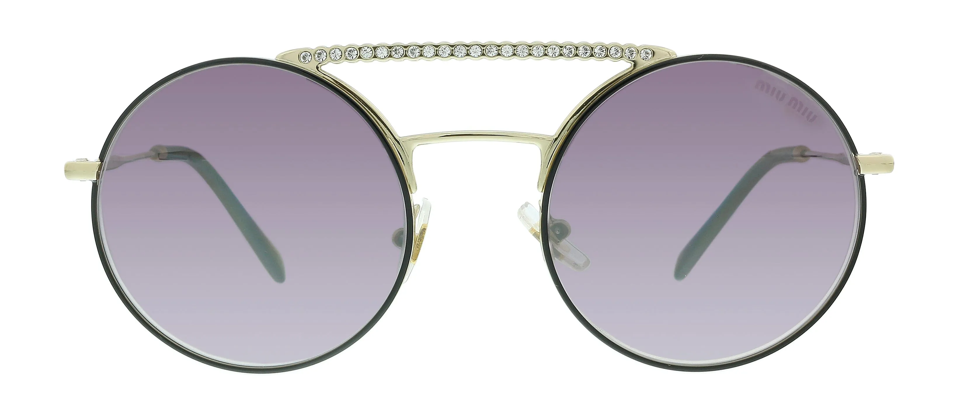 Miu Miu 0MU 52VS AAVGR0 Pale Gold Round Sunglasses