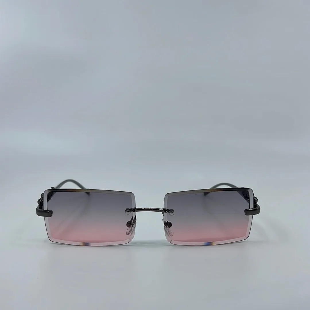 Nova Chic Rimless Cheetah Temples Sunglasses