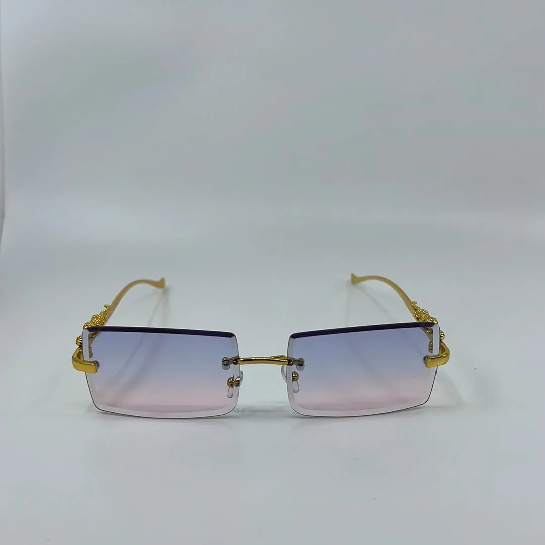 Nova Chic Rimless Cheetah Temples Sunglasses