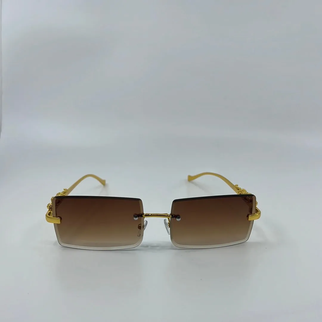 Nova Chic Rimless Cheetah Temples Sunglasses