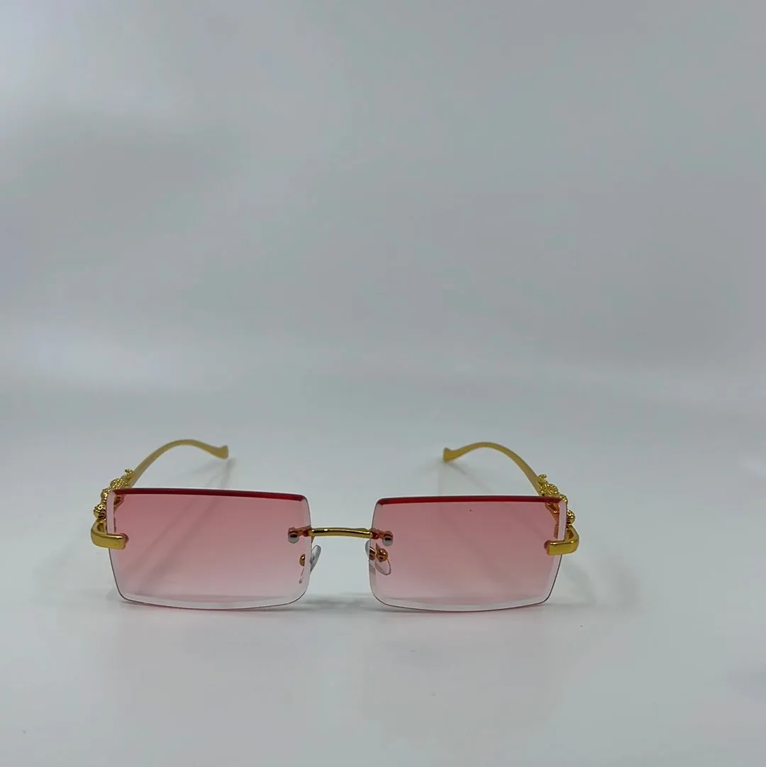Nova Chic Rimless Cheetah Temples Sunglasses