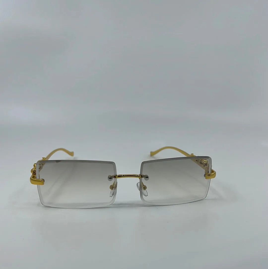 Nova Chic Rimless Cheetah Temples Sunglasses