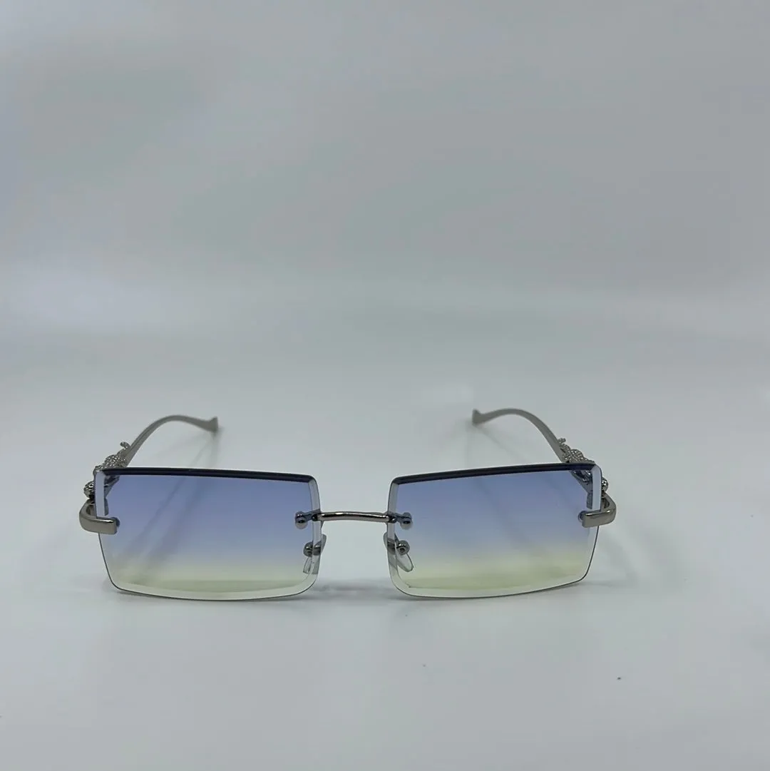 Nova Chic Rimless Cheetah Temples Sunglasses