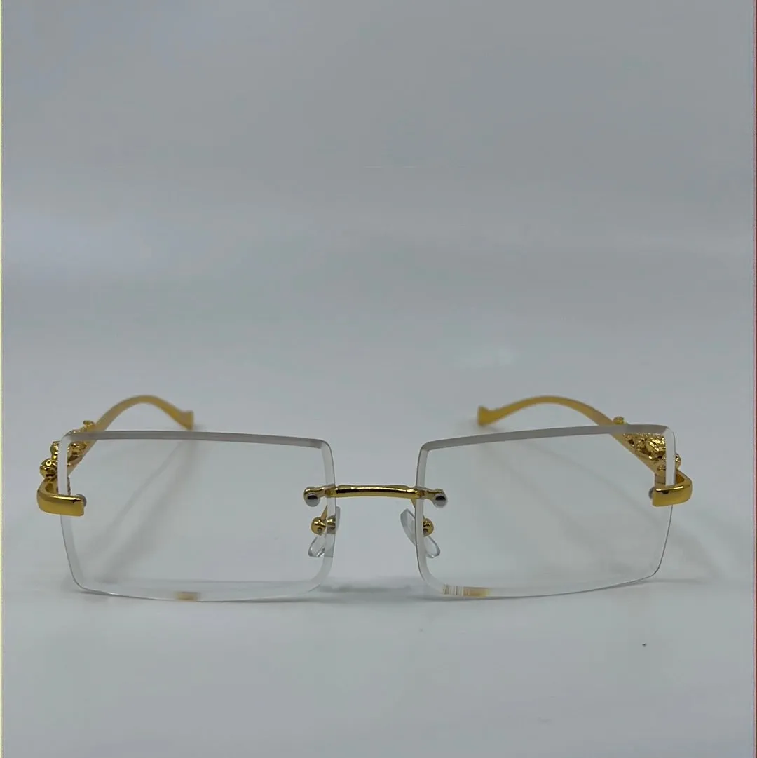 Nova Chic Rimless Cheetah Temples Sunglasses