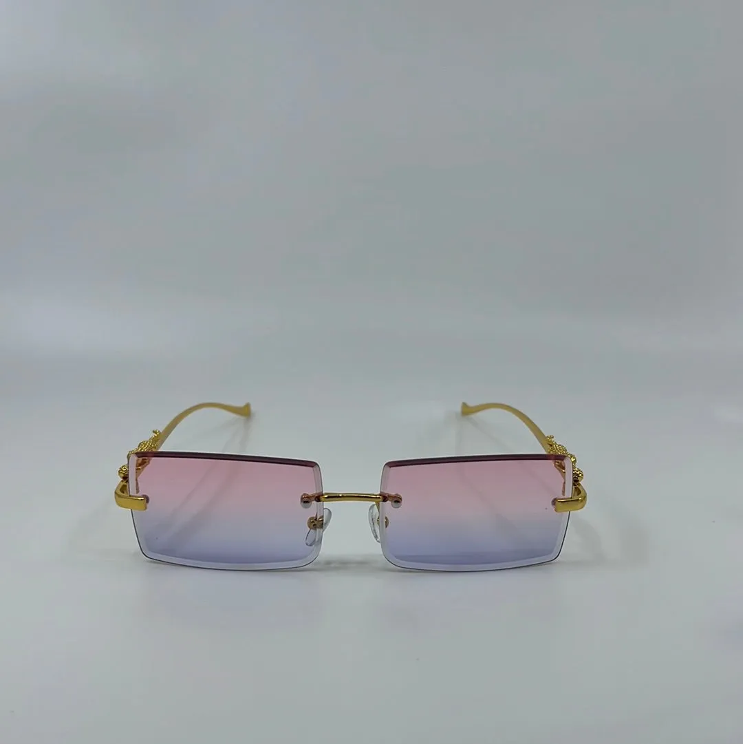 Nova Chic Rimless Cheetah Temples Sunglasses