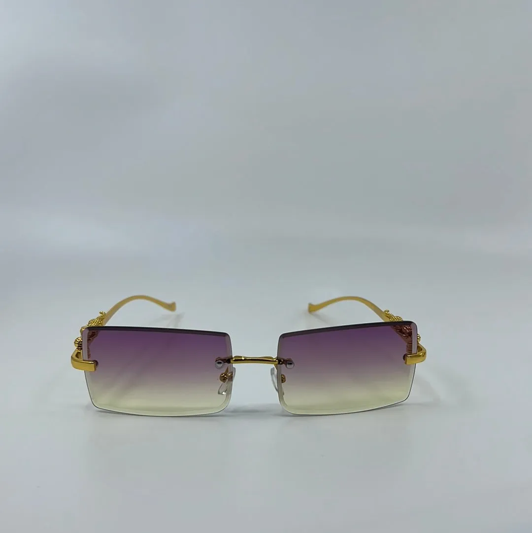 Nova Chic Rimless Cheetah Temples Sunglasses