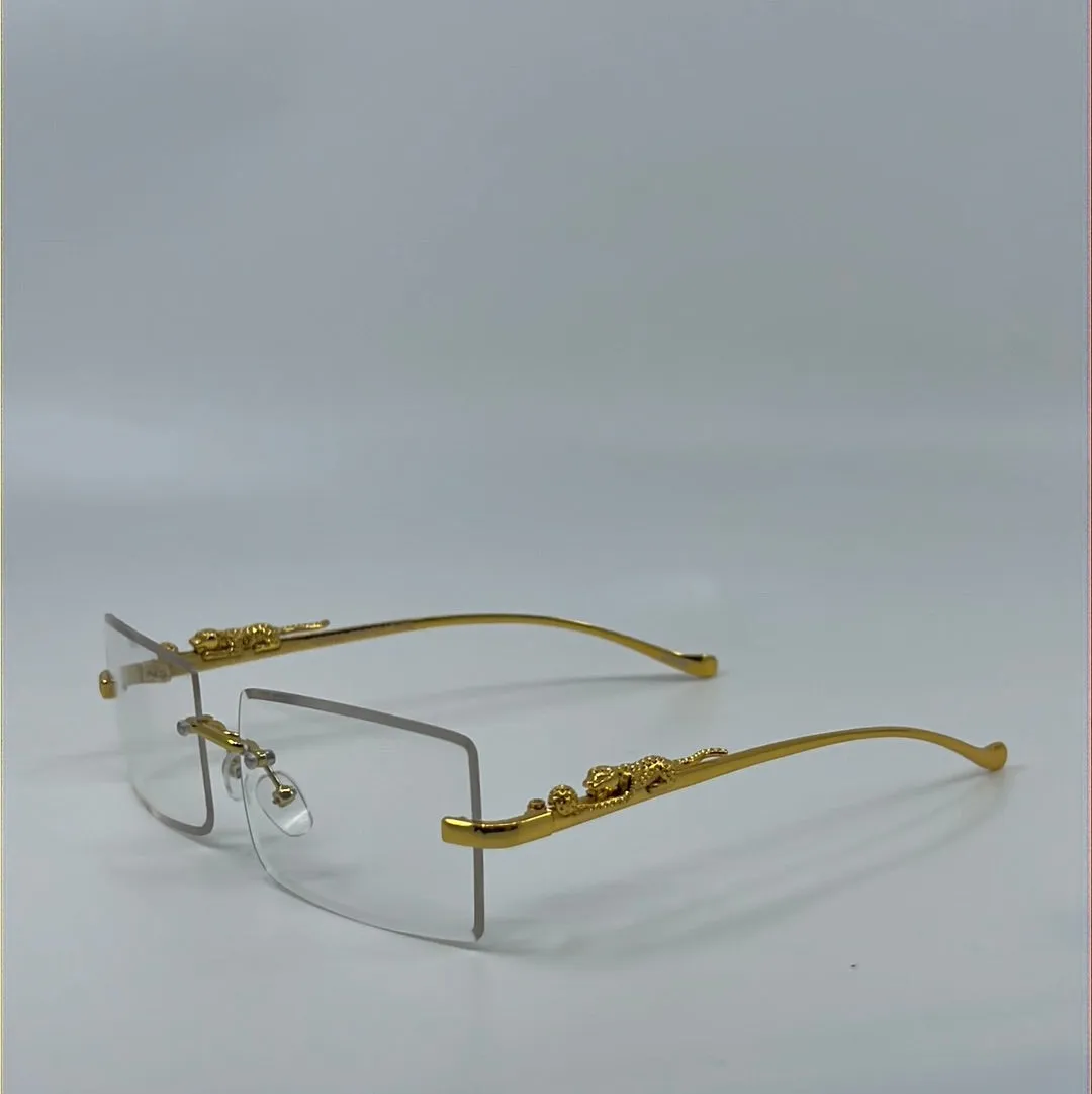 Nova Chic Rimless Cheetah Temples Sunglasses