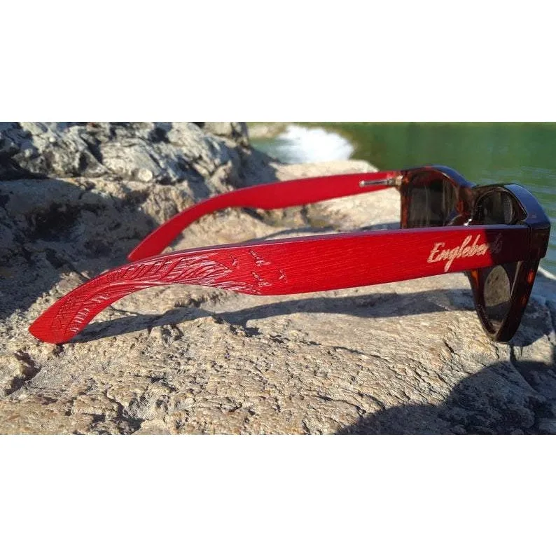 Red Bamboo Tortoise Sunglasses, Polarized & Engraved