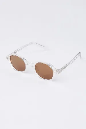 Transparent Round Sunglasses - Brown