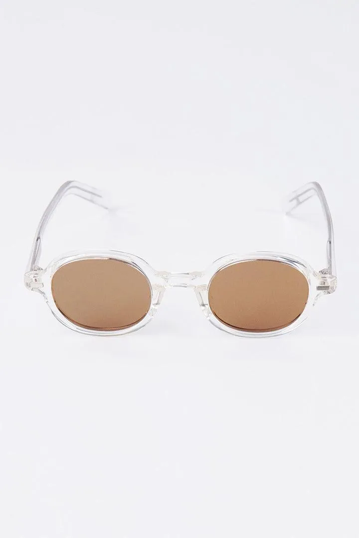 Transparent Round Sunglasses - Brown